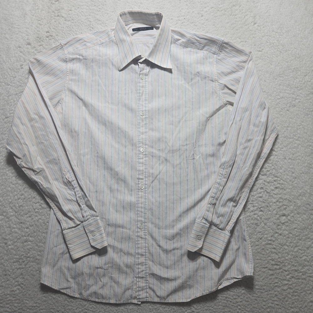Vintage Gucci Men's Dress Shirt Mens Size 42‎ 16.5 Striped Luxury Long Sleeve